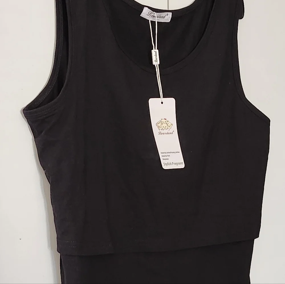 NWT-2 BEARSLAND Stylish Pregnant Maternity Nursing Tank Tops. Black&Blue. Medium - Picture 2 of 16